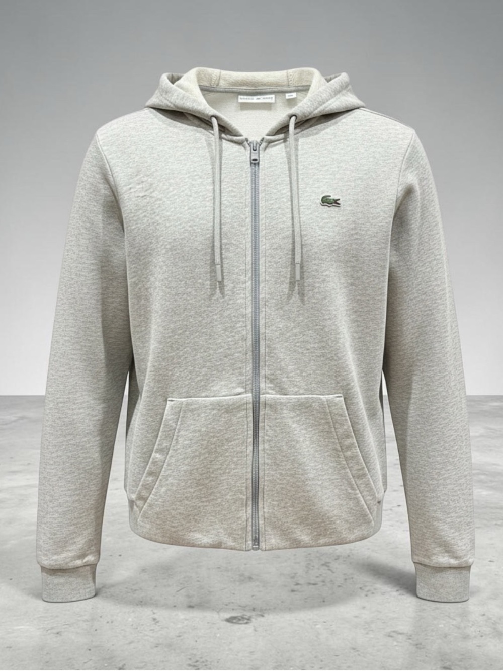 Lacoste Women’s Light Grey Zip-Up Hoodie Size 36